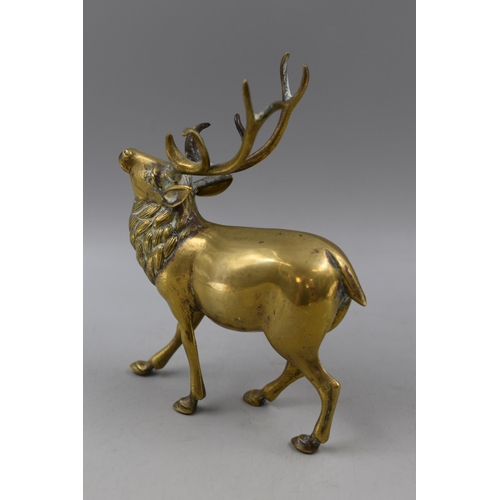 184 - Vintage Brass Stag 20cm Tall 18cm in Length