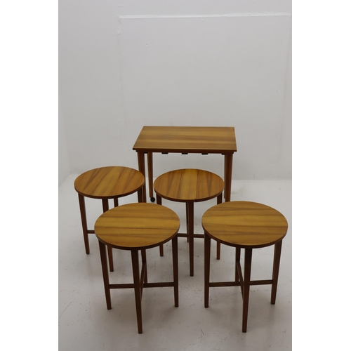 422 - A Retro Nest of Five Tables on Castors. Approx 42cm x 62cm x 57.5cm.