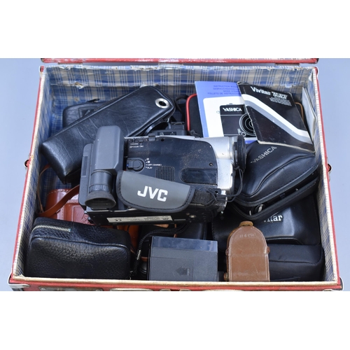 454 - Case of Film Cameras, At Least 10 Cameras Includes Canon, Agfa, Cosmic