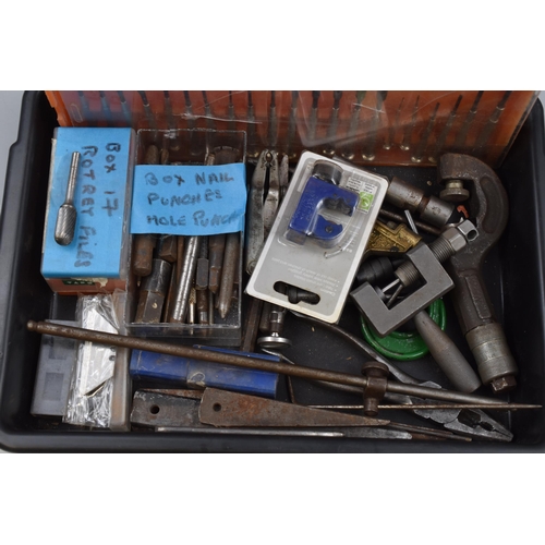 462 - A Mixed Selection of Engineers Tools. Includes Rotary Files, Punches, Wrenches and More.