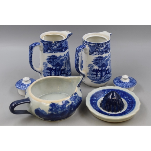 233 - Mixed Lot of Antique Blue and White pottery to include George Jones and Sons Tea Pots marked Abbey 1... 