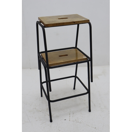 498 - Pair of Mid Century Stacking Lab Stools