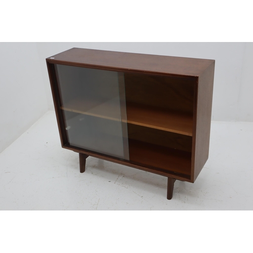 499 - Herbert & Gibbs Ltd Autographed Furniture Mid Century Teak Sliding Glass Fronted Display Cabinet  ap... 