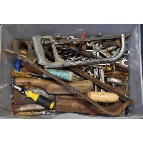 560 - A Box of Assorted Vintage Tools. Includes Saws, Spanners, Screwdrivers and More.