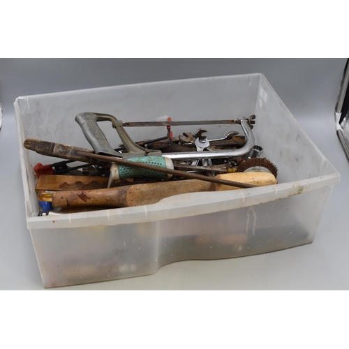 560 - A Box of Assorted Vintage Tools. Includes Saws, Spanners, Screwdrivers and More.