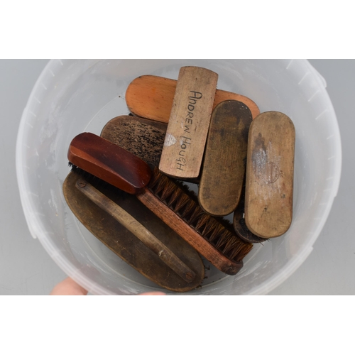 562 - A Selection of 12 Shoe Polish Brushes, Includes Pavers Travel Kit in Leather Case.