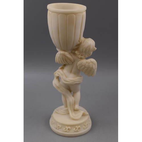 268 - Vintage  Alabaster Semi Naked Cherub Planter Statue 11