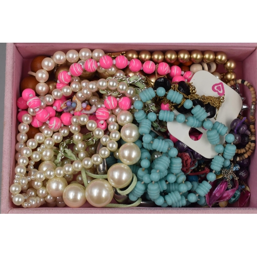 387 - Collection of Various items of Cosmetic Jewellery complete with Mirrored Jewellery Box