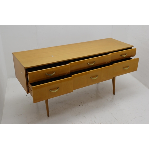 513 - A Retro 1960's Blonde Wood Six Drawer Sideboard, Approx 46.5cm x 142.5cm x 67.5cm.