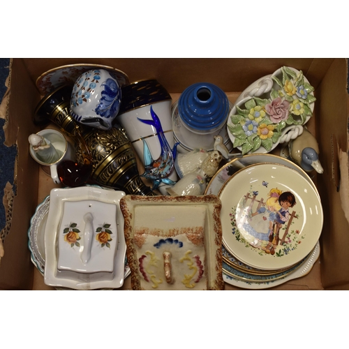 605 - A Box of Mixed Ceramics. Includes Poole, Bells Whiskey, And More.