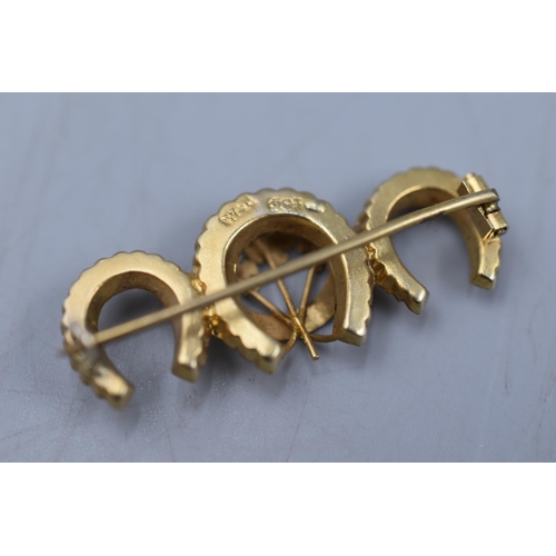 1 - Victorian 9ct Gold Horse Shoe Brooch Complete with Presentation Box