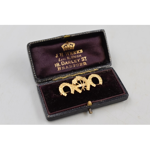 1 - Victorian 9ct Gold Horse Shoe Brooch Complete with Presentation Box