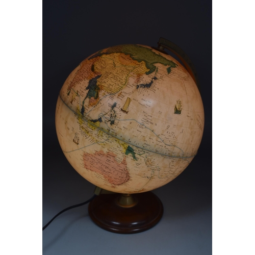 326 - A Vintage Style Light-Up Globe, Powers on When Tested.