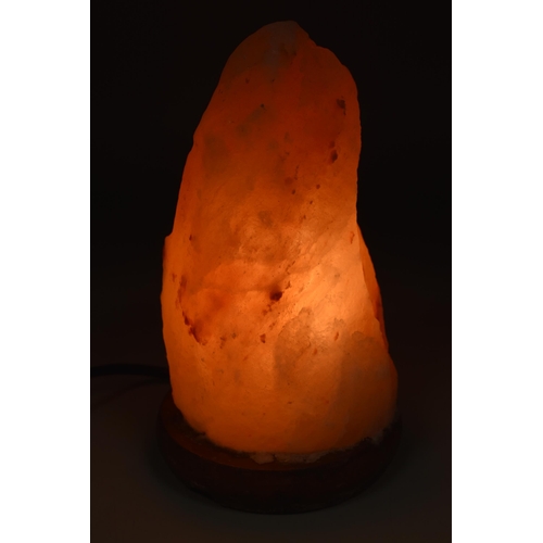 328 - Salt Lamp Standing on Wooden Plinth (Working)