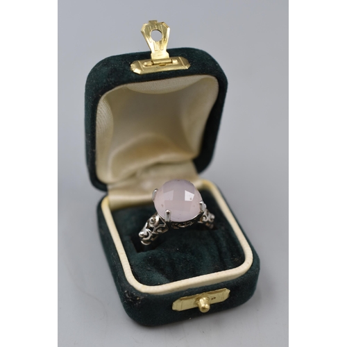 10 - Silver 925 Rose Quartz Ring In Presentation Box