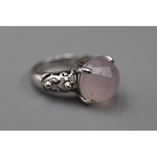 10 - Silver 925 Rose Quartz Ring In Presentation Box