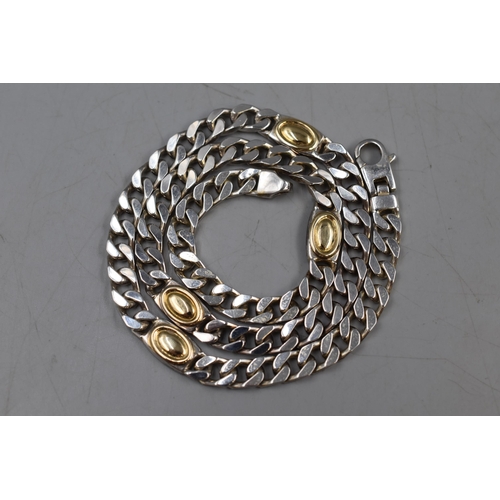 18 - Silver 925 Curblink Necklace with Gold Plated Inlay (16