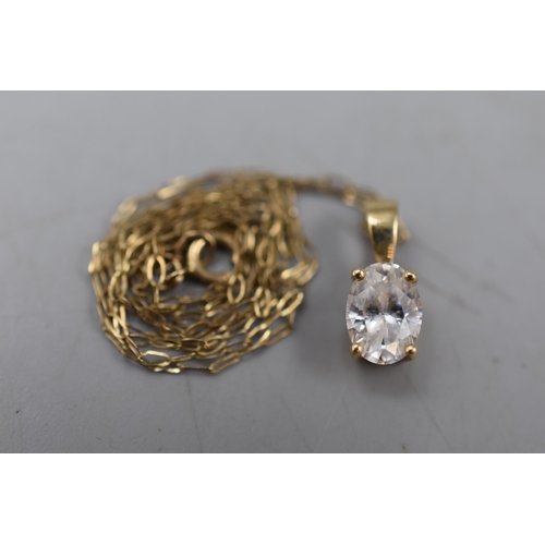 19 - Gold 9 Carat With Crystal Pendant in Presentation Case