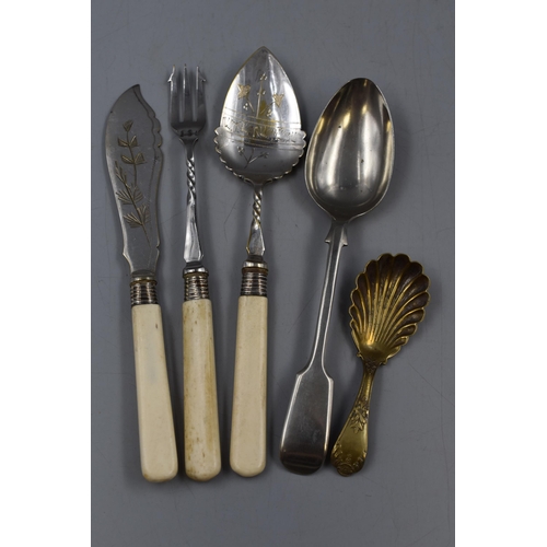 342 - A Selection of Unsorted Cutlery, To Include Silver Plated.