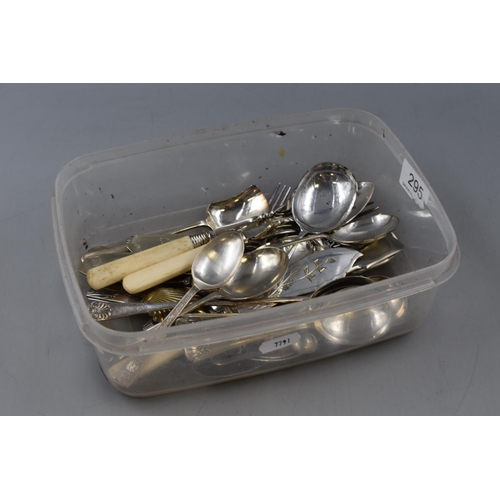 342 - A Selection of Unsorted Cutlery, To Include Silver Plated.