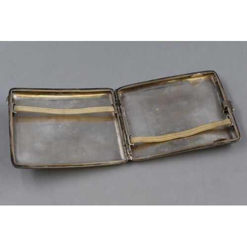 33 - A Fine Iraqi Niello Silver Cigarette Case with both signed engraved and curved edges (152 grams)