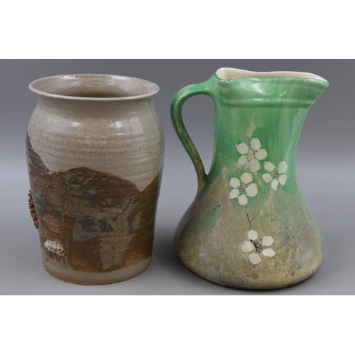 375 - Two Pieces of Mid Century Studio Pottery to include a Pinch Spout Jug and a Welsh Pottery Vase Large... 