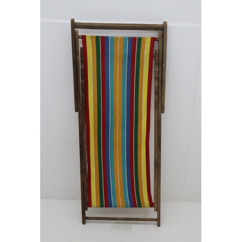 380 - Traditional Wooden Striped Deck Chair