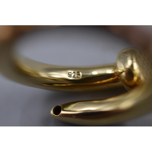 47 - Gold on Silver 925 Wrap Around Ring Size N.