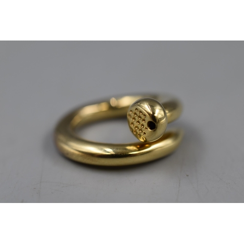 47 - Gold on Silver 925 Wrap Around Ring Size N.