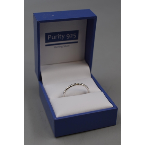 55 - Silver 925 Thin Band Ring (Size Q) Complete with Presentation Box