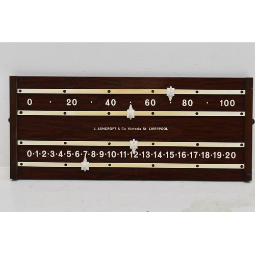 389 - A Retro Wooden J. Ashcroft & Co Snooker Scoreboard, Approx 30cm x 70cm.