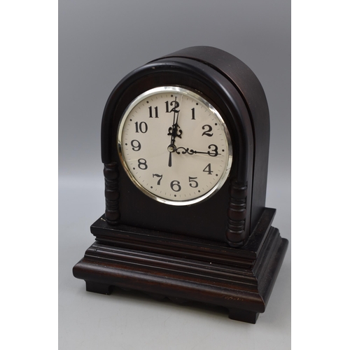 398 - Decorative Wooden Mantle Clock with Quartz Movement approx 11