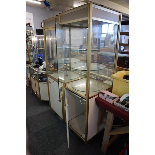 446 - Rotating 3 shelf Jewellery Cabinet with Glass display and Storage (has key but may require attention... 