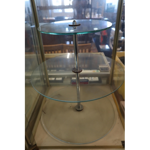 446 - Rotating 3 shelf Jewellery Cabinet with Glass display and Storage (has key but may require attention... 