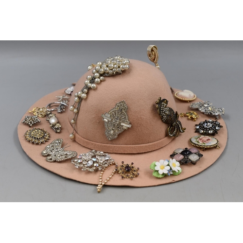 461 - Large Selection of Brooches, Hatpins and Earrings