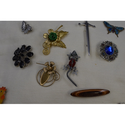 463 - Selection of Various Brooches on Display Cushion