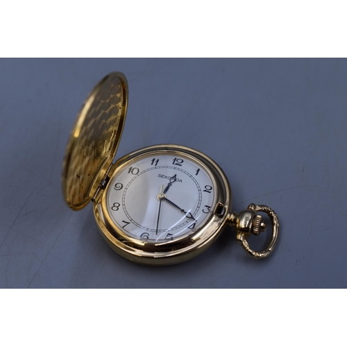 132 - Vintage Style Gold Plated Sekonda pocket Watch Ticking Away Nicely in Gift Box