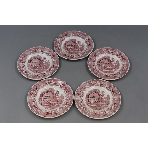 479 - Mixed lot of Vintage Red and White Wedgewood pottery to include Serving Plate, Five Saucers, and Two... 