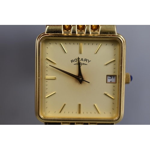 153 - Vintage Gold Plated Rotary Gentleman's Time and Date Watch in original Storage Box