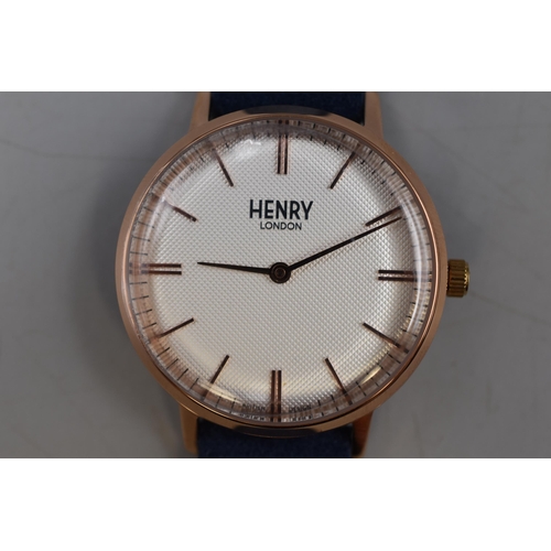 156 - Henry London Genuine Leather Strapped Watch. In Gift Box.