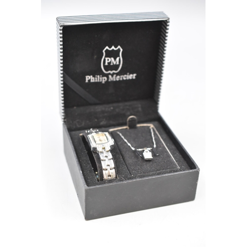 164 - Philip Mercier Watch and Necklace Set complete with Presentation Box