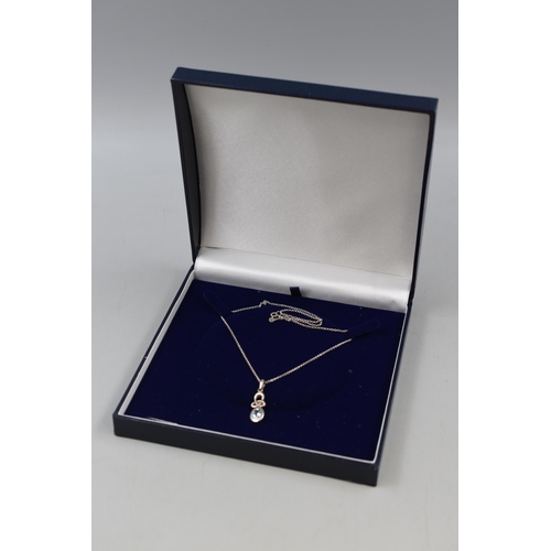 178 - Silver 925 Necklace With Blue Stone Pendant In Presentation Box