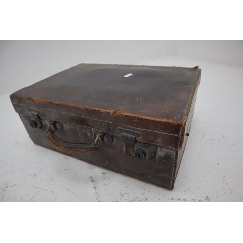 538 - A Selection of Projector Spare Parts and Accessories in Vintage Leather Case. Includes Valves, Lense... 