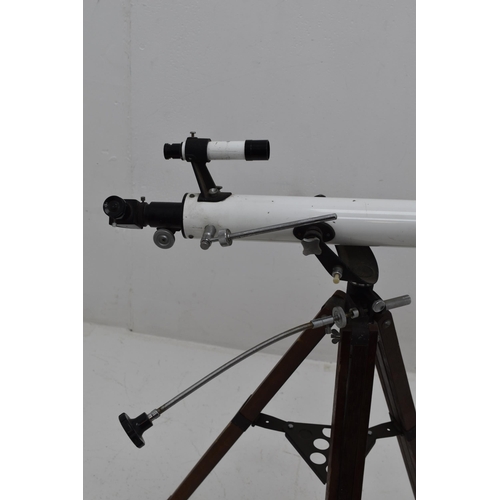 544 - Telescope on Wooden Tripod Stand, Telescope approx 28 