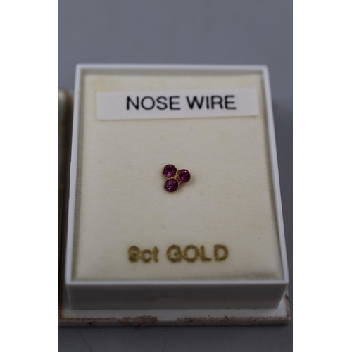 194 - Five New 9 Carat Gold Nose Studs