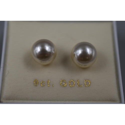 196 - Three Pairs of 9ct Gold Pearl Earrings