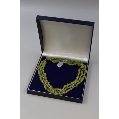 200 - Peridot  Sterling Silver 3 String Necklace New With Tag In presentation Box