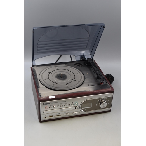 566 - Steepletone Turntable CD Radio System (Powers On)