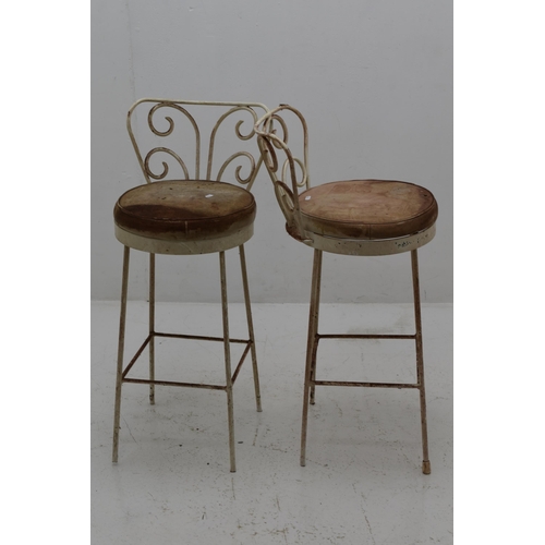 597 - Three Vintage Wrought Iron High Stools