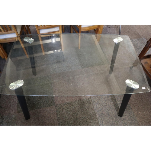 607 - Modern Beveled Edged Glass Table approx 47